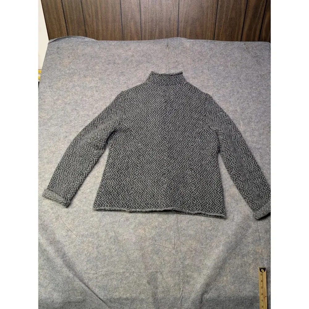 Eileen Fisher Organic Wool/Alpaca Tweed Short Coat w/Stand up Collar Grey Large